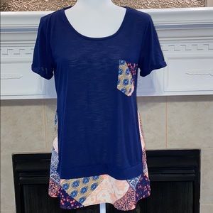 Signature Studio Faux T-shirt Navy w/patch…